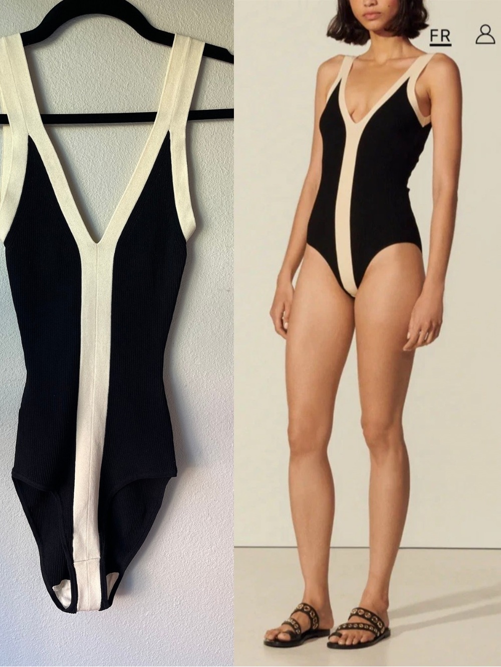 Sandro Contrast Knit Bodysuit size XS 0